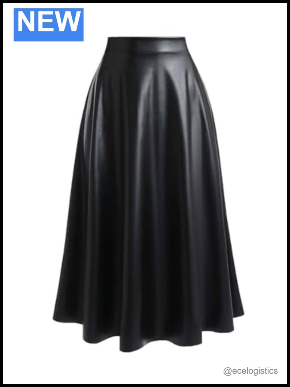 Faux Leather High Waisted A-Line Long Skirt Women Plus Size Flowy Flare Casual